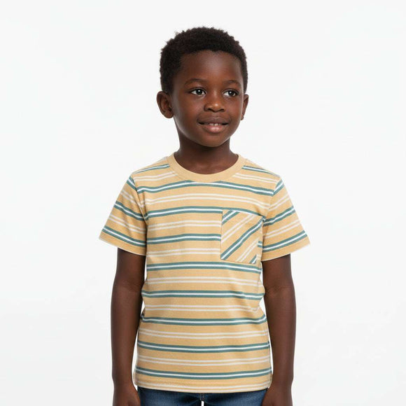Yellow Stripe Short Sleeve T Shirt Yellow Nawao.com