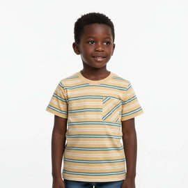 Yellow Stripe Short Sleeve T Shirt Yellow Nawao.com