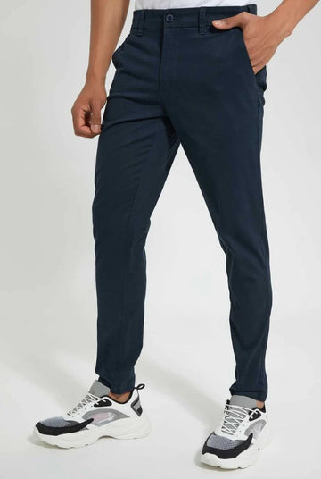 Redtag Slim Fit Stretch Chino Casual Navy Trousers