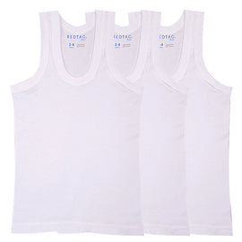 Redtag Boy's White Vests Basic
