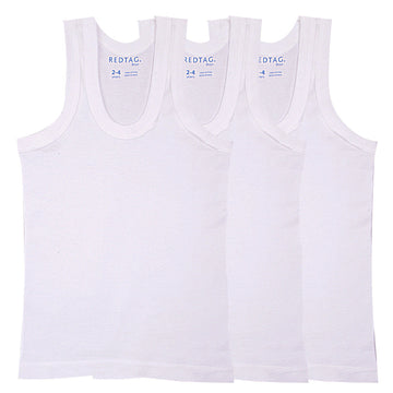 Redtag Boy's White Vests Basic