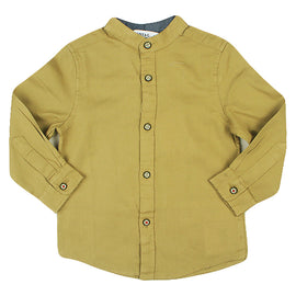 Redtag Beige Dobby Mandarin Casual Shirts for Boys