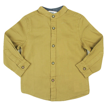 Redtag Beige Dobby Mandarin Casual Shirts for Boys