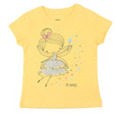 Redtag Printed Yellow Casual T-Shirt for Girls