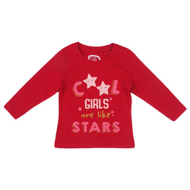 Redtag Girl's Burgundy Casual T-Shirts