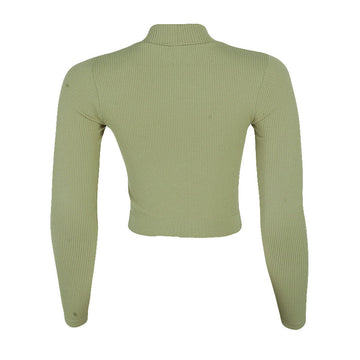 REDTAG Dark Green Knitted Sweatshirt for Women - 0