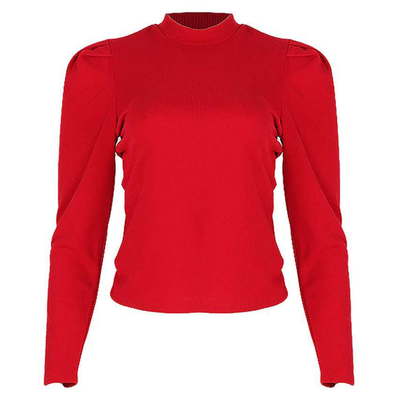 REDTAG Women's Red Formal Jersey Tops Nawao.com