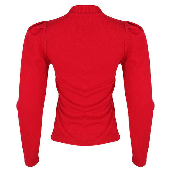 REDTAG Women's Red Formal Jersey Tops Nawao.com