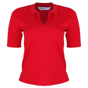 REDTAG Women's Red Formal Jersey Tops Nawao.com
